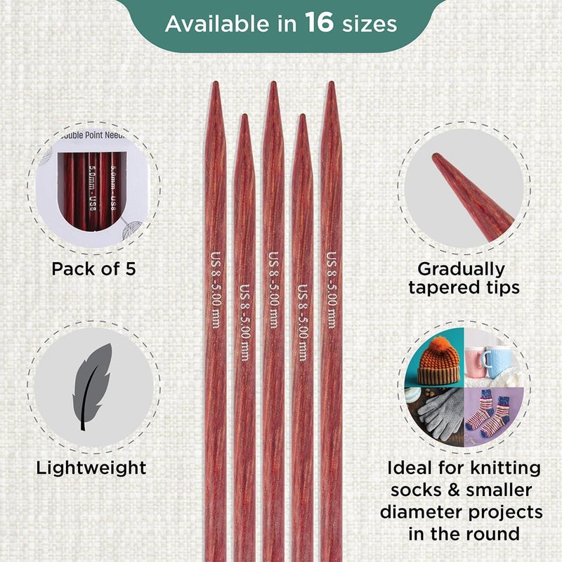 Knit Pro Dreamz Double Pointed Needles 5" (12.5cm) | US Size 8 (5mm) - Image 2